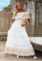 Ażurowa Šaty maxi Španielsky boho Sun Queen Biela
