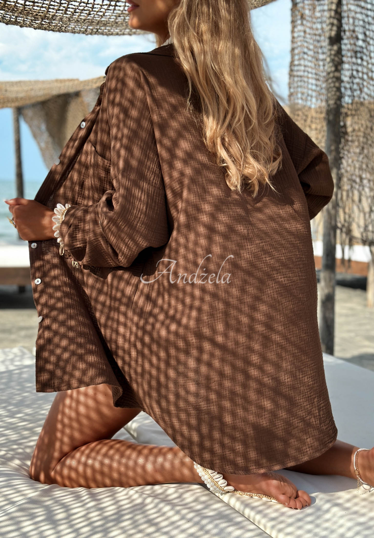 Mušelínová košeľa Elisabetta čokoládová