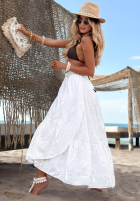 Ażurowa Sukňa  z falbankami boho Riviera Daydream Biela