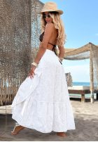 Ażurowa Sukňa  z falbankami boho Riviera Daydream Biela
