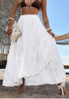Ażurowa Sukňa  z falbankami boho Riviera Daydream Biela