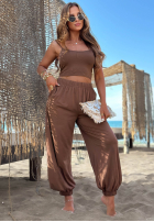 látkové Nohavice Summer Wind čokoládové