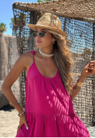 Šaty maxi na ramiączkach z falbankami Summer Club Biela