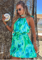 Wzorzysta Šaty mini na ramiączkach z wiskozą Lagoon Breeze zielono-modrá