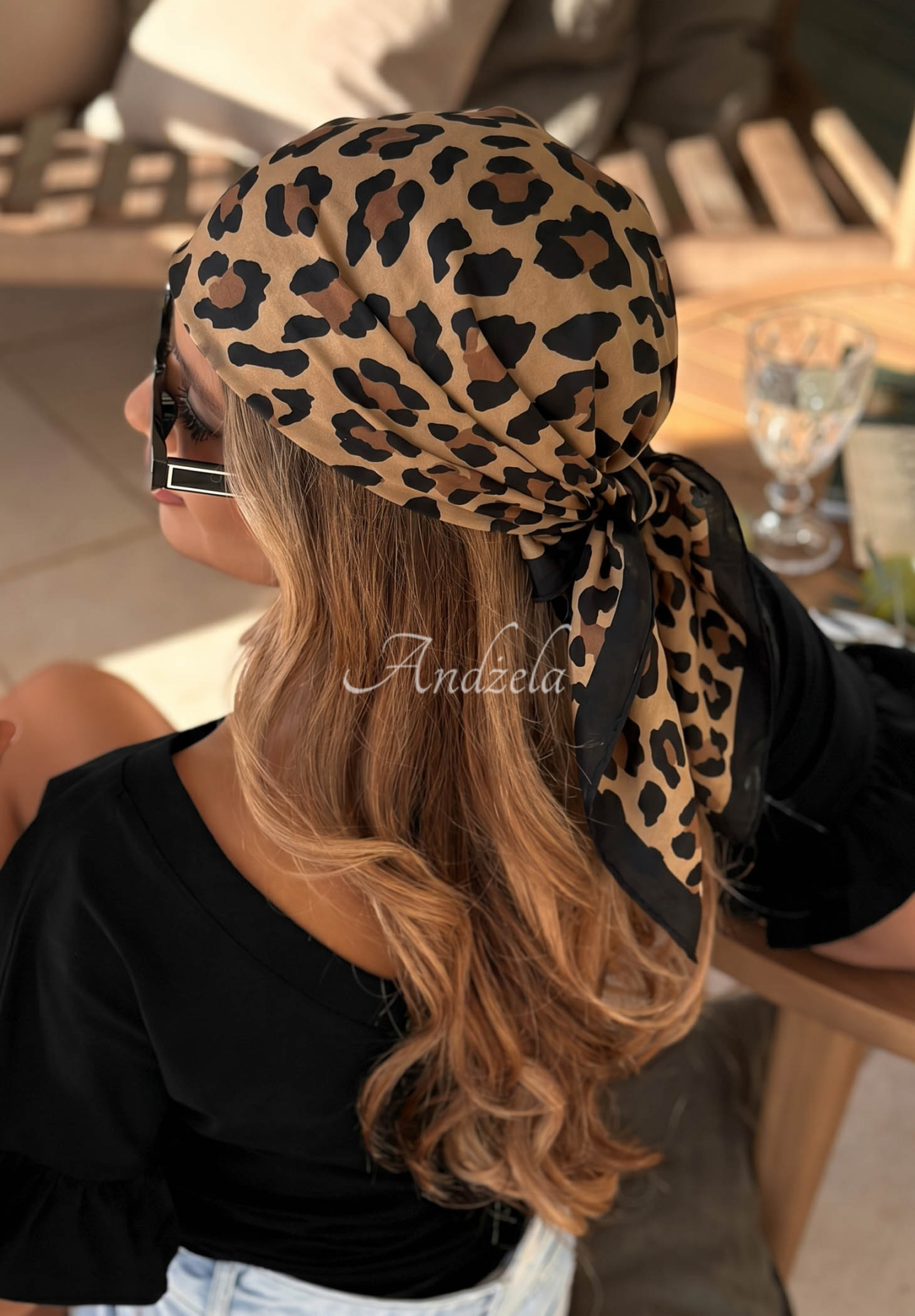Vzrorovaná šatka s leopardím vzorom z viskózy Leopard Print ťavia