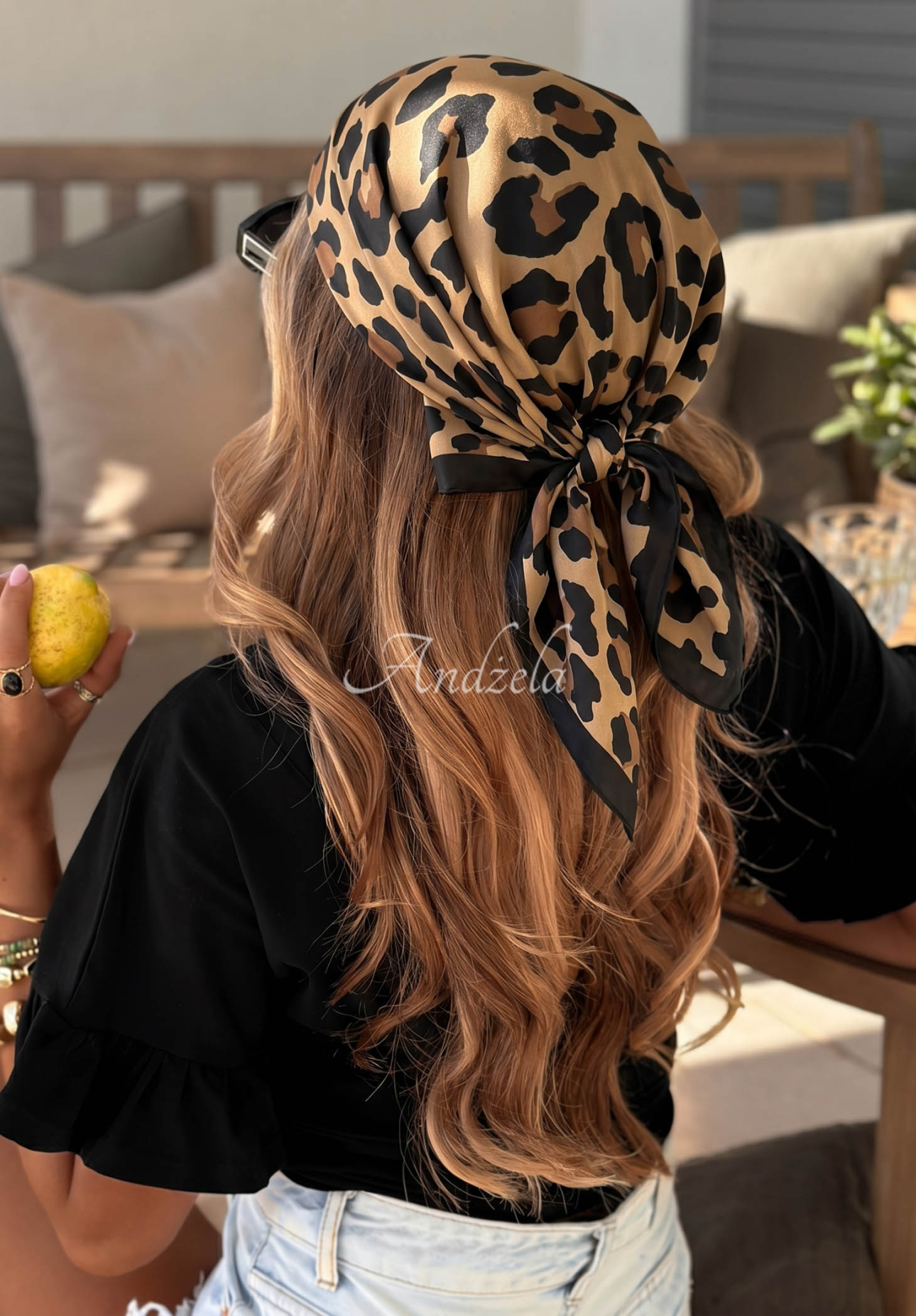 Vzrorovaná šatka s leopardím vzorom z viskózy Leopard Print ťavia