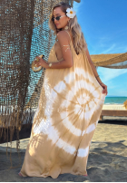 Šaty maxi na ramiączkach tie dye Deep Sea kobaltowo-Biela