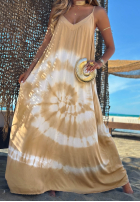 Šaty maxi na ramiączkach tie dye Deep Sea kobaltowo-Biela