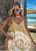 Šaty maxi na ramiączkach tie dye Deep Sea kobaltowo-Biela