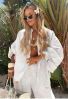 Haftowane Nohavice wide leg boho Ti Amo žlté