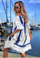 Wzorzysta Šaty Španielsky Sun Sail biało-tmavomodrá