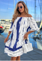Wzorzysta Šaty Španielsky Sun Sail biało-tmavomodrá