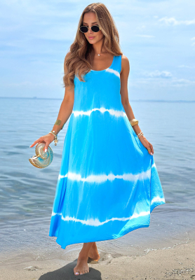 Bavlnen&eacute; &scaron;aty maxi na ramienka ombre Sea Waves blankytn&aacute;
