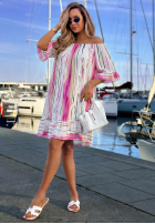 Wzorzysta Šaty Španielsky Sun Sail biało-tmavomodrá