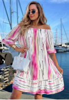 Wzorzysta Šaty Španielsky Sun Sail biało-tmavomodrá