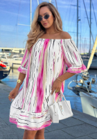 Wzorzysta Šaty Španielsky Sun Sail biało-tmavomodrá