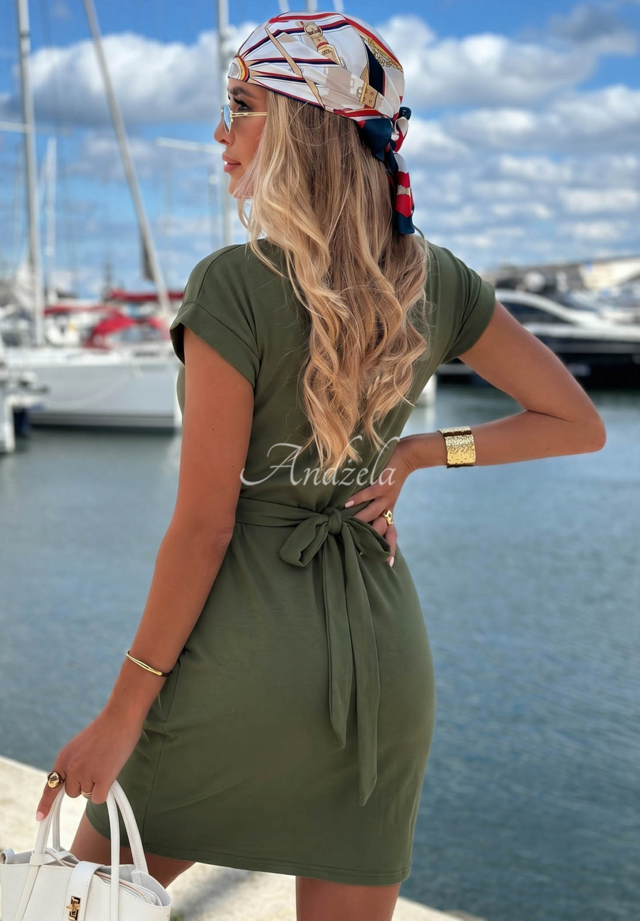 Bavlnené šaty mini Sun Days khaki