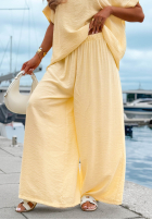 Súprava Blúzka oversize i Nohavice wide leg Amalfi Getaway béžový