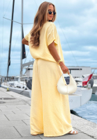 Súprava Blúzka oversize i Nohavice wide leg Amalfi Getaway béžový
