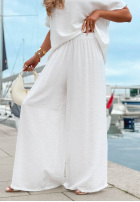Súprava Blúzka oversize i Nohavice wide leg Amalfi Getaway béžový