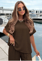 Súprava Blúzka oversize i Nohavice wide leg Amalfi Getaway béžový
