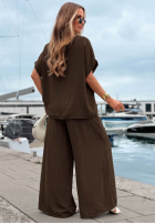 Súprava Blúzka oversize i Nohavice wide leg Amalfi Getaway béžový