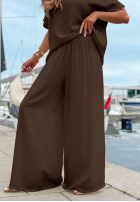 Súprava Blúzka oversize i Nohavice wide leg Amalfi Getaway béžový