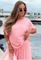 Súprava Blúzka oversize i Nohavice wide leg Amalfi Getaway béžový