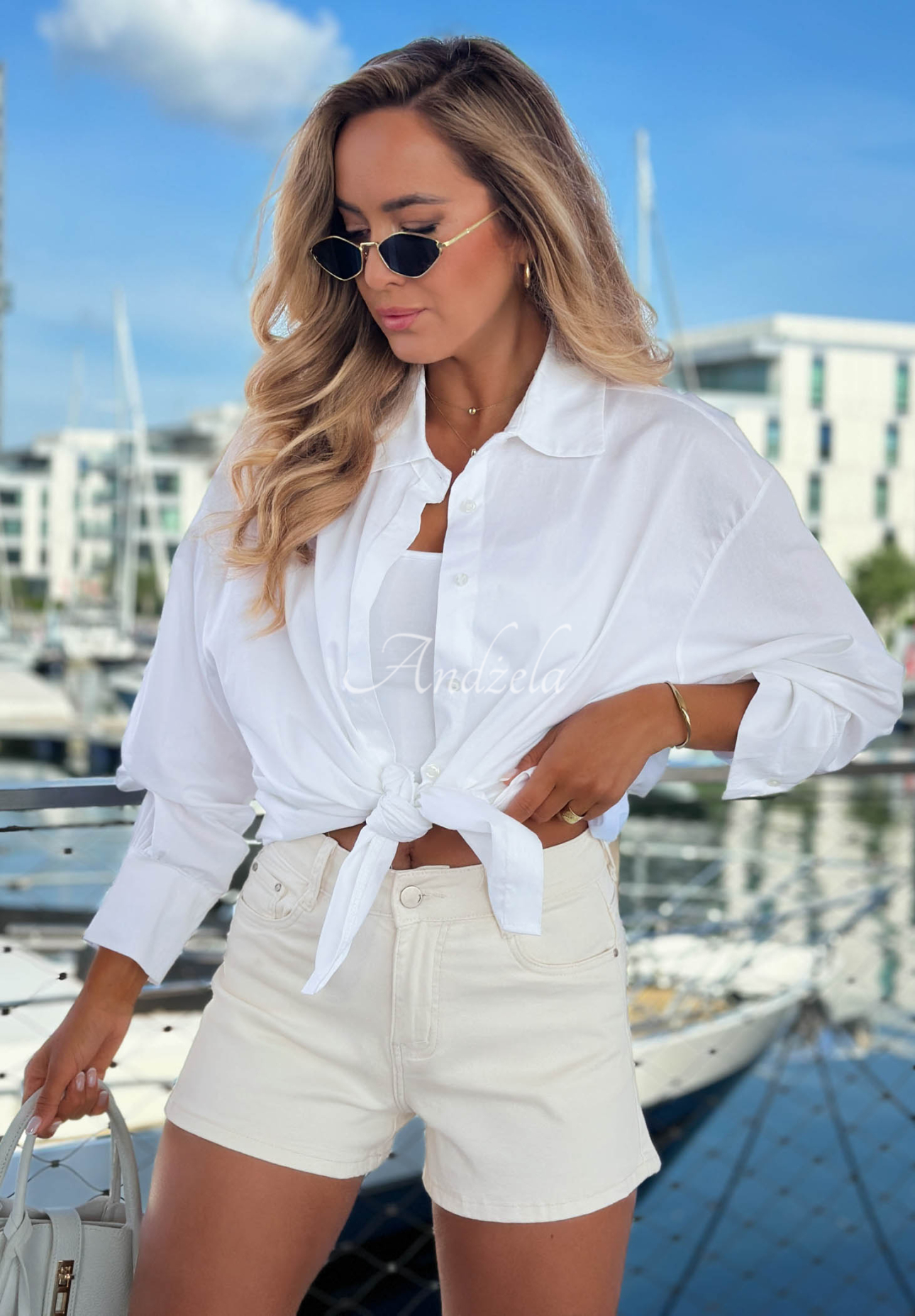 Džínsové šortky Summer Core ecru