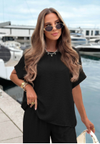 Súprava Blúzka oversize i Nohavice wide leg Amalfi Getaway béžový
