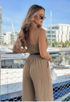 Dlhý Overal wide leg z paskiem Coast Luxury Mokka