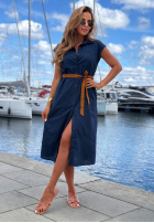 Koszulowa Šaty z paskiem Let's Sail tmavomodrá