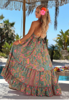 Wzorzysta Šaty maxi Summer Bliss różowo-zelená