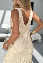 Ażurowa Šaty maxi na ramiączkach boho Dolce Coast béžová