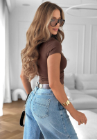 Nohavice džínosové mom fit z paskiem Horizon Blue svetlomodré
