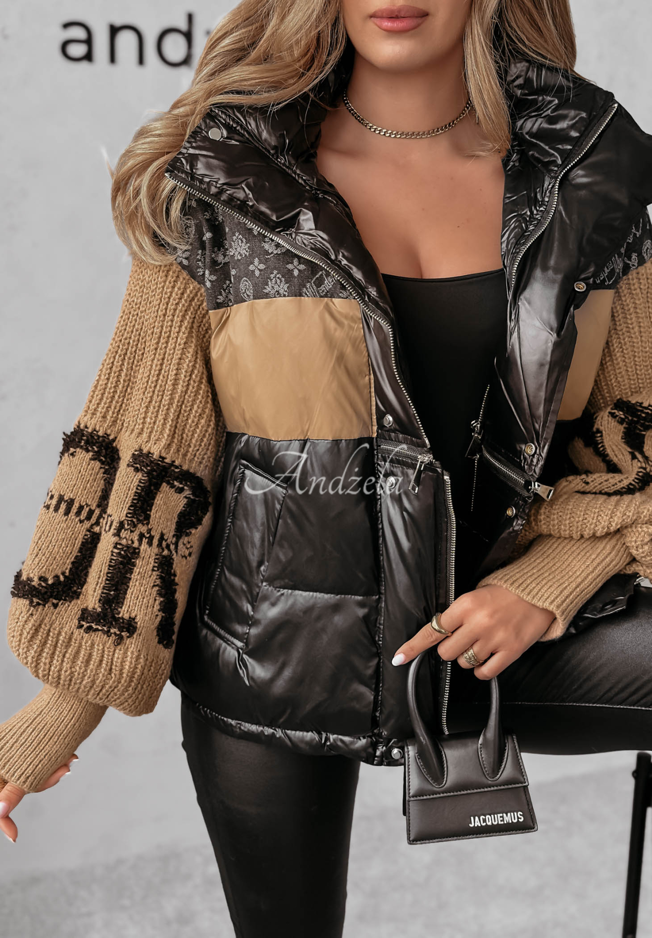 Páperová bunda Cold Hands čierno-ťavia