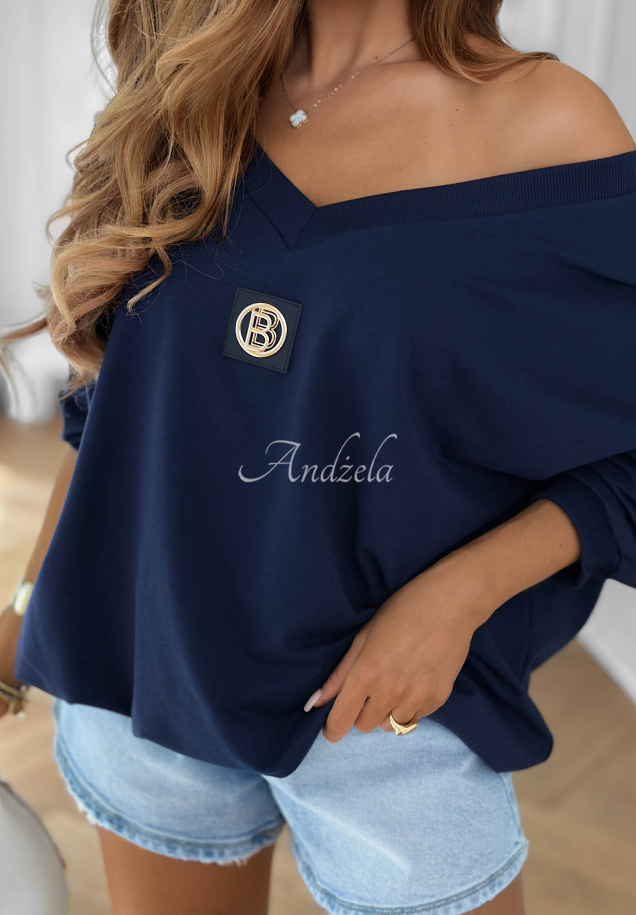 Bavlnená mikina oversize Easy Living tmavomodrá