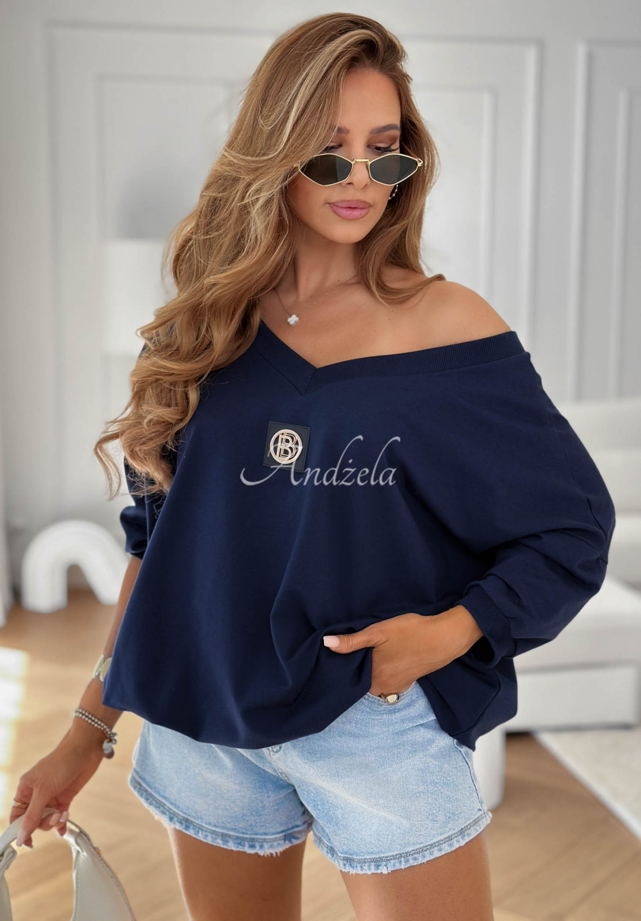 Bavlnená mikina oversize Easy Living tmavomodrá