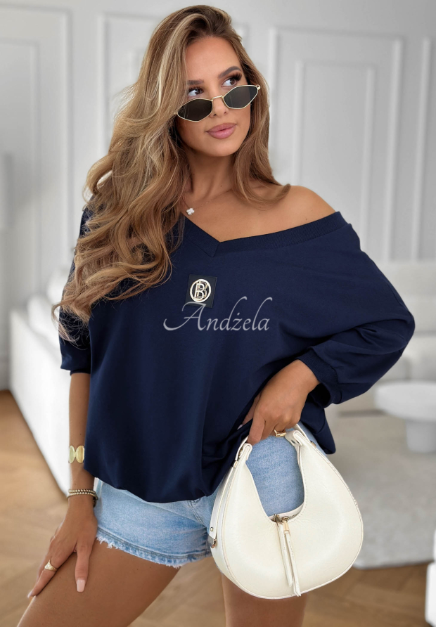 Bavlnen&aacute; mikina oversize Easy Living tmavomodr&aacute;