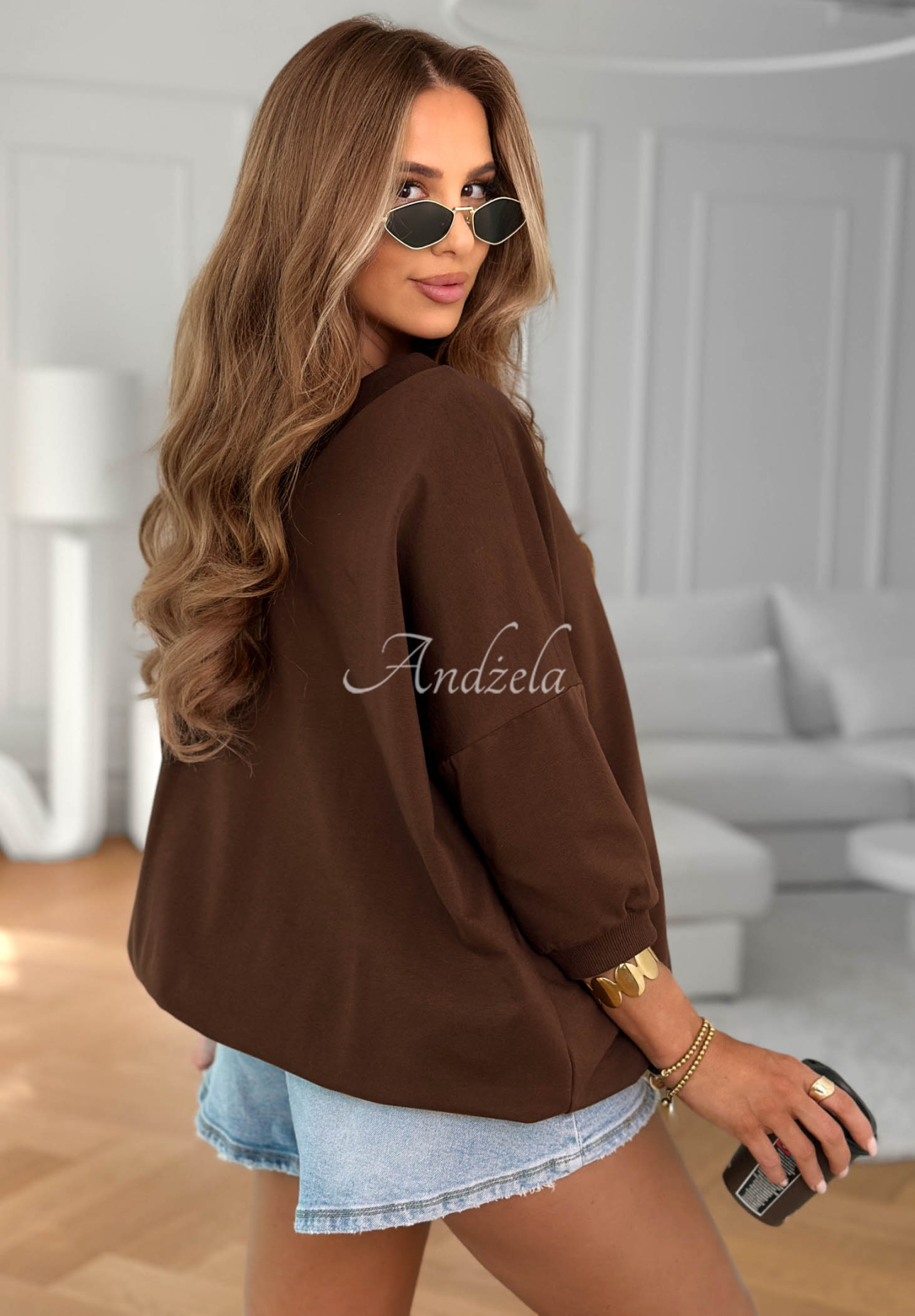 Bavlnená mikina oversize Easy Living cokoládová