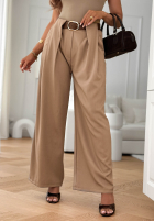 látkové Nohavice wide leg z paskiem Clean Looks béžové