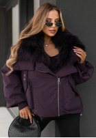 Krátka Bunda z futerkiem Nordic Mist čokoládová