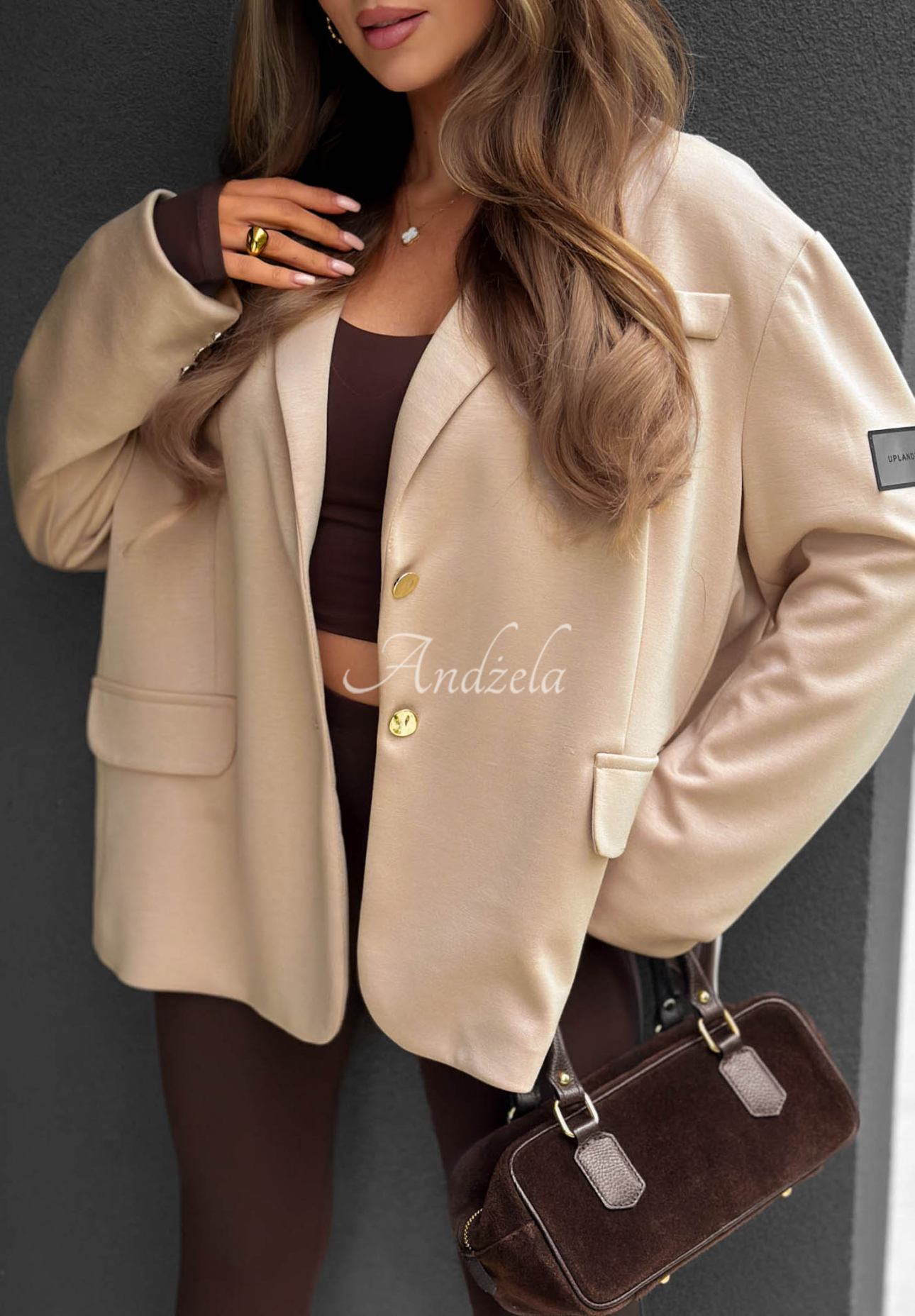 Viskózové jemné sako Cozy Elegance béžová