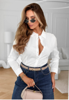 klasičen elegancka Košeľa z kołnierzem Pearl Cove Biela