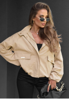 Krátka Bunda bomberka s kapucňou Street Chic béžová