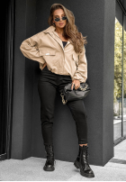 Krátka Bunda bomberka s kapucňou Street Chic béžová