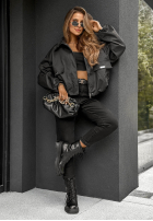Krátka Bunda bomberka s kapucňou Street Chic béžová
