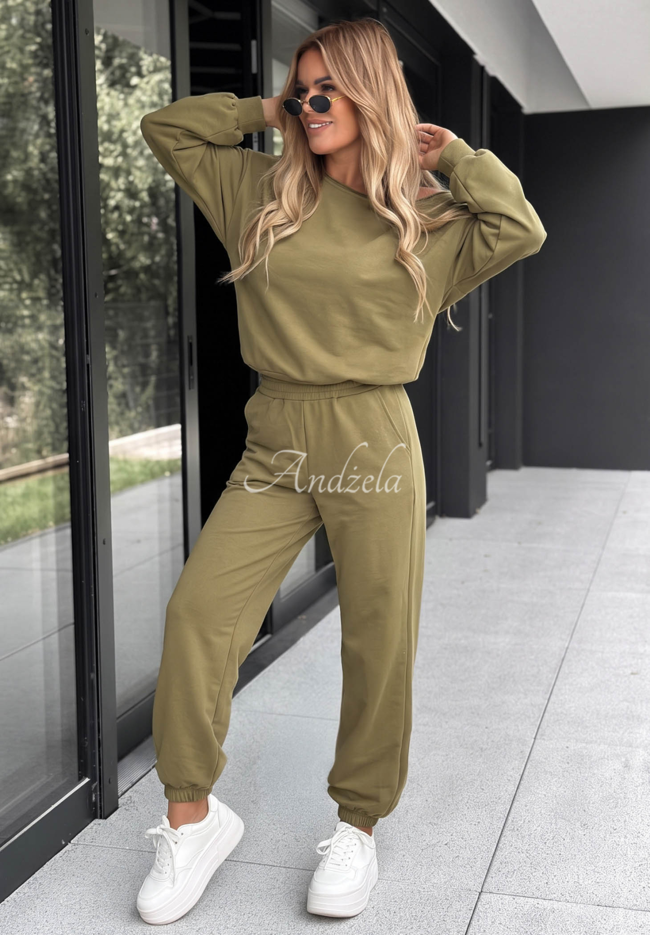 Bavlnená súprava mikina a nohavice Summer Energy khaki