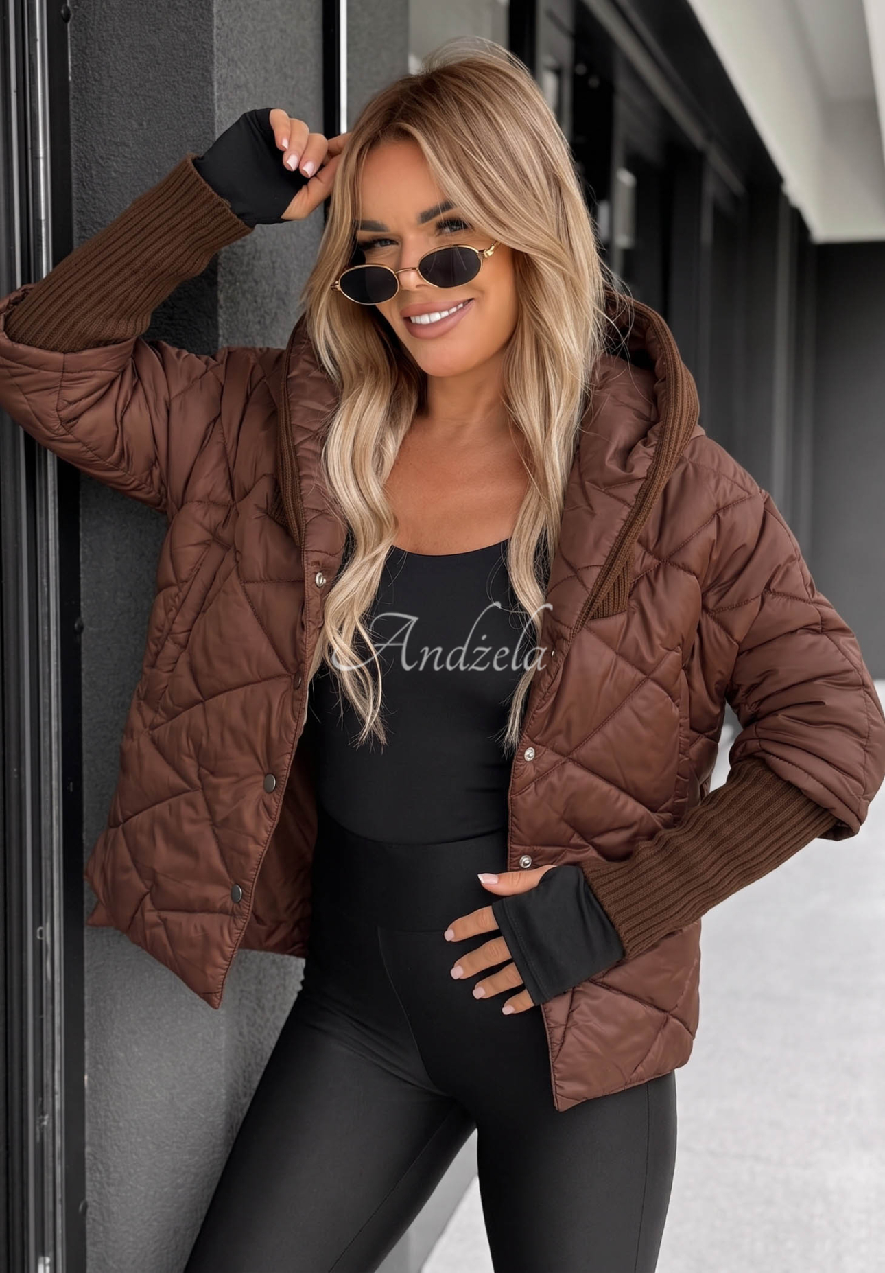 Bunda oversize s kapucňou Sancha čokoládová