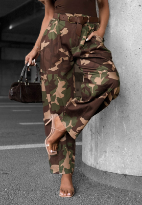 L&aacute;tkov&eacute; nohavice balloon z lyocellu mask&aacute;čov&eacute; Camo Charm khaki
